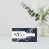 Wijnfles | Paars Blauw Goud Marmer Visitekaartje (Staand voorkant)