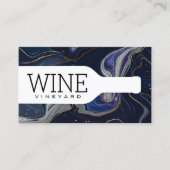 Wijnfles | Paars Blauw Goud Marmer Visitekaartje (Voorkant)