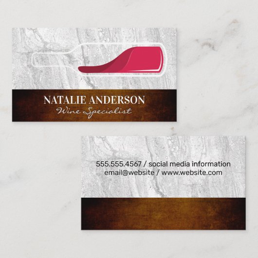 Wijnfles | Rots Leisteen en Textuur Zakelijk Visitekaartje (Voorkant / Achterkant)