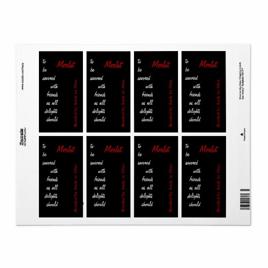 Wijnfles Script Wijnfles Etiket (Full Sheet)