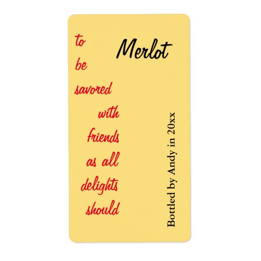 Wijnfles Script Wijnfles Etiket (Voorkant)