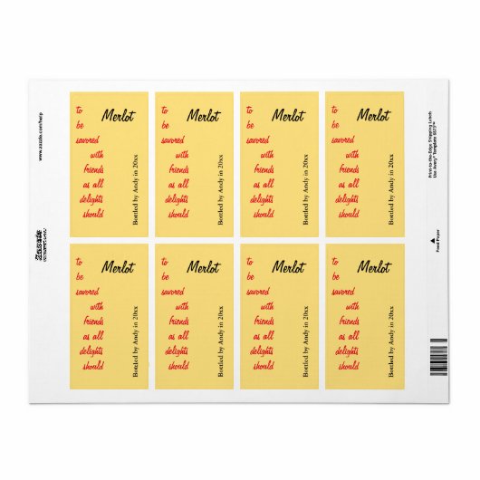 Wijnfles Script Wijnfles Etiket (Full Sheet)