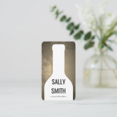 Wijnfles Sepia rustieke achtergrond Visitekaartje (Staand voorkant)