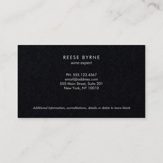Wijnfles Sommelier Logo Zwart Visitekaartje (Achterkant)