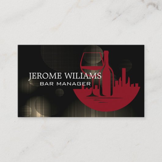 Wijnfles Stadssilhouet Visitekaartje (Voorkant)