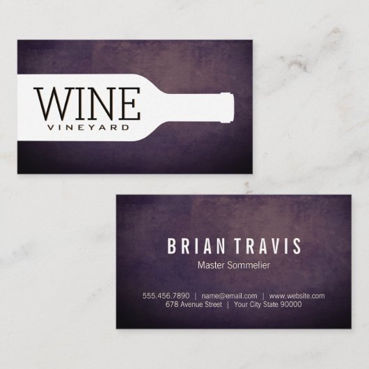 Wijnfles | Vintage Achtergrond Visitekaartje (Voorkant / Achterkant)
