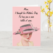 Wijnfles voor de Moederdag Kaart (Gele Bloem)