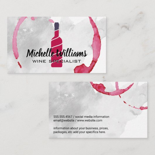 wijnfles | Waterverf Visitekaartje (Voorkant / Achterkant)