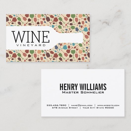 Wijnfles | Wijn Glazen Patroon Visitekaartje (Voorkant / Achterkant)