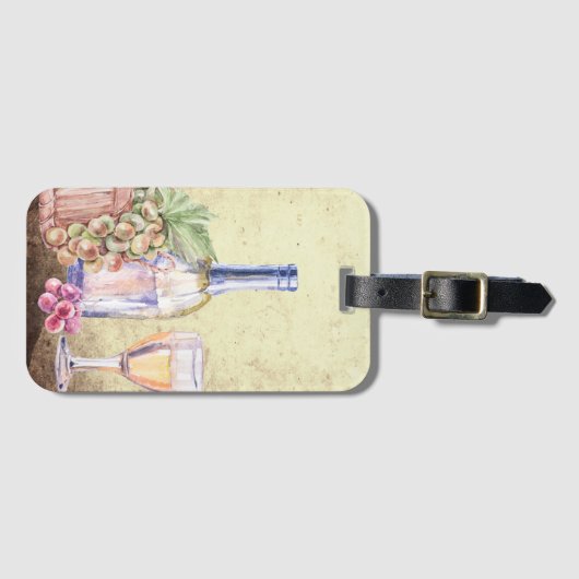 Wijnfles, wijndruiven van wijngaarden Wijnbouw Bagagelabel (Voorkant (horizontaal))