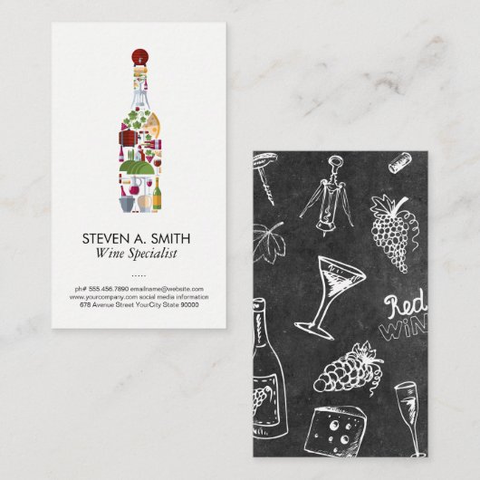 Wijnfles | Wijngaard | Kazen Visitekaartje (Voorkant / Achterkant)