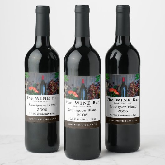 Wijnflesdisplay, wijnbar/wijnmakerij wijn etiket (Flessen)