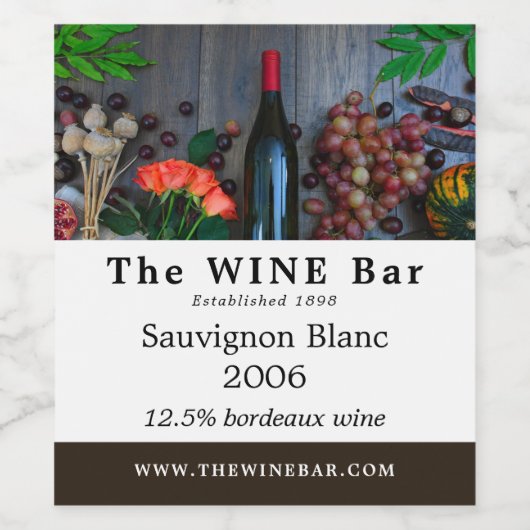 Wijnflesdisplay, wijnbar/wijnmakerij wijn etiket (Enkel label)