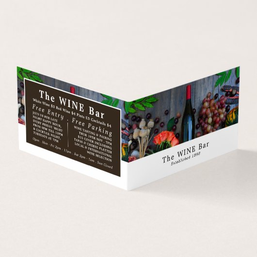 Wijnflesdisplay, wijnstang/wijnmoer, gedetailleerd visitekaartje (Buitenkant)