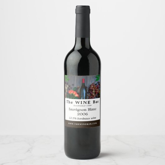 Wijnflesdisplay, wijnstang/wijnmoer wijn etiket (Voorkant)