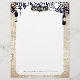 Wijnflesdruiven gourmet food menu letterhead