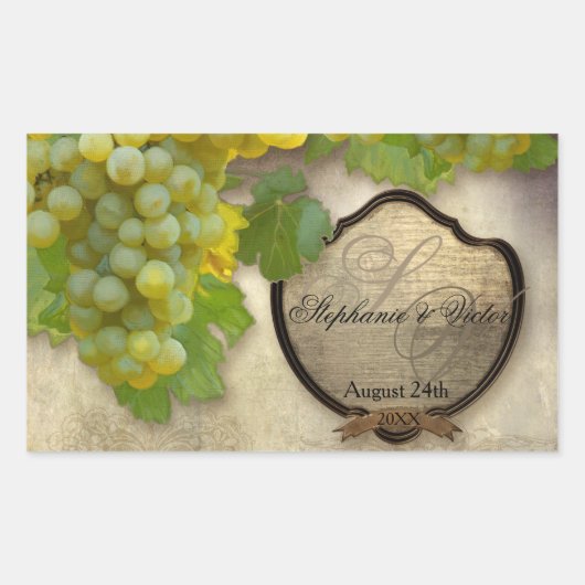 Wijnflesetiket Chardonnay Vineyard Weddenschap Rechthoekige Sticker (Voorkant)