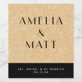 Wijnflesetiket met faux gouden glitter, art deco wijn etiket (Enkel label)