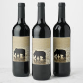 Wijnflesetiket met grizzly beer wijn etiket (Flessen)