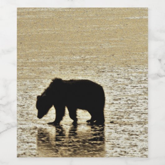 Wijnflesetiket met grizzly beer wijn etiket (Enkel label)