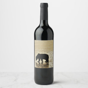 Wijnflesetiket met grizzly beer wijn etiket