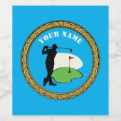 Wijnflesetiket - Naam toevoegen - Golfer Wijn Etiket (Enkel label)