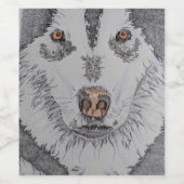 Wijnflesetiketten, husky hond, sledehonden, Kunst Wijn Etiket (Enkel label)