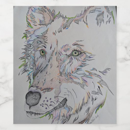 Wijnflesetiketten, Wolf, Lone wolf, Wild wolf Wijn Etiket (Enkel label)