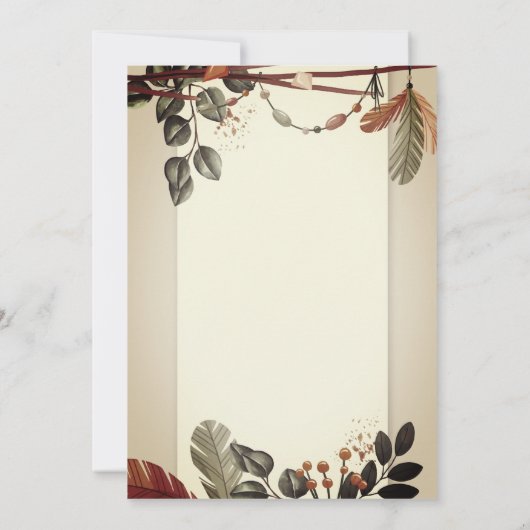 Wijnflesglas, Boho Flowers Vrijgezellenfeest Kaart (Achterkant)