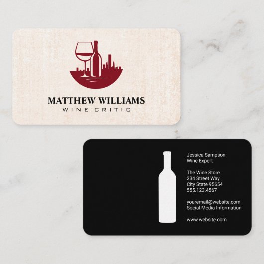wijnflesglas | City Skyline Visitekaartje (Voorkant / Achterkant)