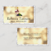 Wijnflesglas en wijndruiven visitekaartje (Voorkant / Achterkant)