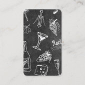 Wijnflesglas en wijndruiven visitekaartje (Achterkant)