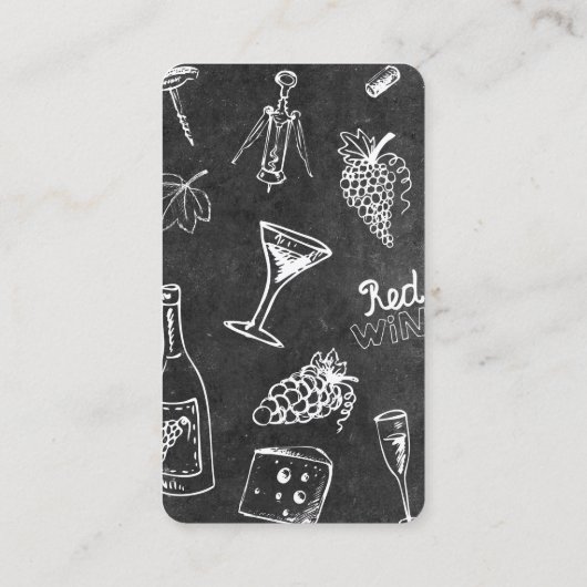 Wijnflesglas en wijndruiven visitekaartje (Achterkant)