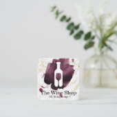 Wijnflesglas Logo | Geborsteld marmeren achtergron Vierkante Visitekaartje (Staand voorkant)