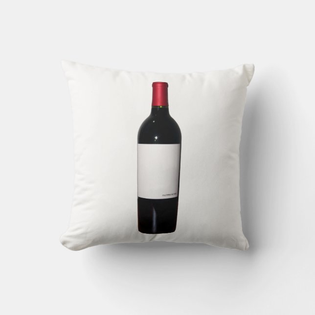 Wijnflesje (blanco etiket) Pillow Kussen (Voorkant)