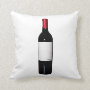 Wijnflesje (blanco etiket) Pillow Kussen
