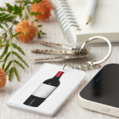 Wijnflesje (blanco label) Acrylische Sleutelhanger (Voorkant Rechts)