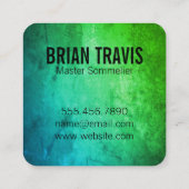 Wijnflesje Chic Green Rustic Background Vierkante Visitekaartje (Achterkant)