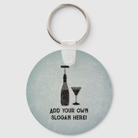 Wijnflesje en cocaïne: voeg een grappige slogan to sleutelhanger (Voorkant)