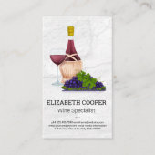 Wijnflesje en glas | Achtergrond marmer Visitekaartje (Voorkant)