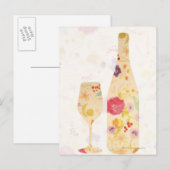 Wijnflesje en glas briefkaart (Voorkant / Achterkant)