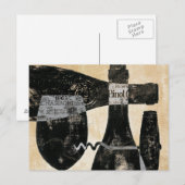 Wijnflesje en glas briefkaart (Voorkant / Achterkant)