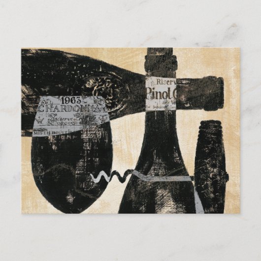 Wijnflesje en glas briefkaart (Voorkant)