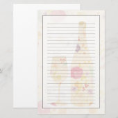 Wijnflesje en glas briefpapier (Voorkant / Achterkant)