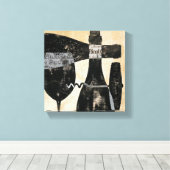 Wijnflesje en glas canvas afdruk (Insitu (Houten vloer))