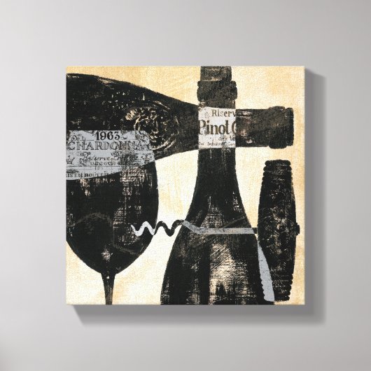 Wijnflesje en glas canvas afdruk (Voorkant)