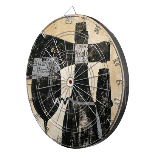 Wijnflesje en glas dartbord (Voorkant Rechts)
