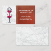 Wijnflesje en glas | Lederen met titularis Visitekaartje (Voorkant / Achterkant)