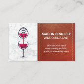 Wijnflesje en glas | Lederen met titularis Visitekaartje (Voorkant)