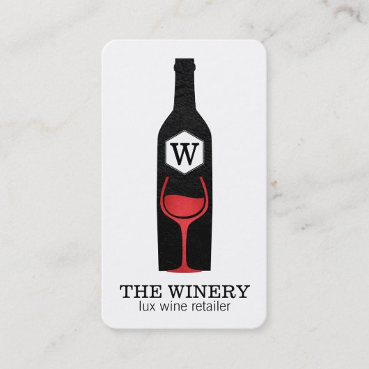 Wijnflesje en glas | Lux | Textuur Visitekaartje (Voorkant)